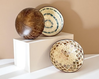 Handmade natural coconut bowl, eco-friendly storage ornament, key storage home decoration,housewarming gift