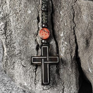 Natural Wood Cross Car Charm Hand-Carved Inlay of Silver Hanging Key Chain Gift for Religious Individuals Christian Gift Cross Charm