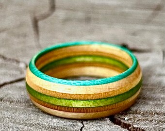 Recycled skateboard wooden ring