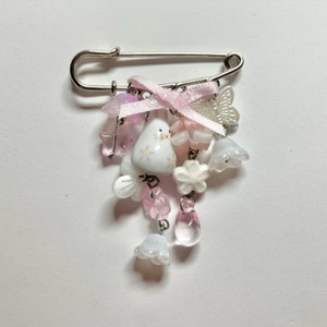 safety pin bow bunny flower keychain