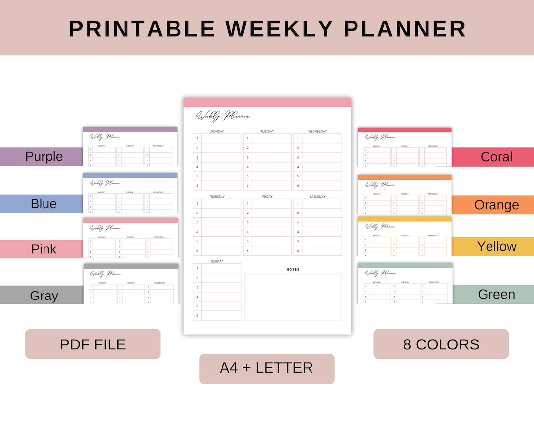 Printable Weekly Planner, to Do List, Weekly Schedule, Weekly Journal ...