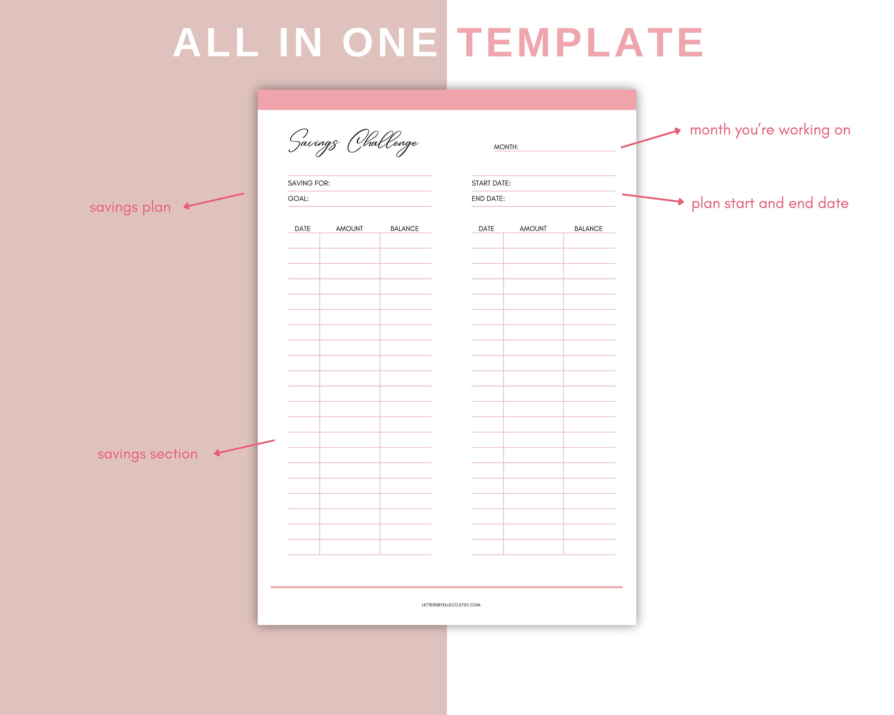 Savings Challenge Printable, Saving Goal Plan, Savings Tracker, Finance Planner, Savings Planner ...