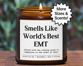 World’s Best EMT Candle | Funny EMT Gift, Gift For EMT, Emt Gifts, Emergency Medical Technician, First Responder Gift