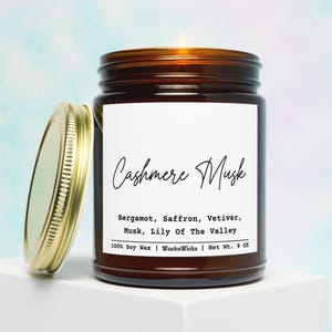 Cashmere Musk Scented Candle | Cashmere Candle, Warm Cozy Candle, Vanilla Cashmere, Musk Scent, Fall Candle, Handmade Candle, Soy Wax Candle
