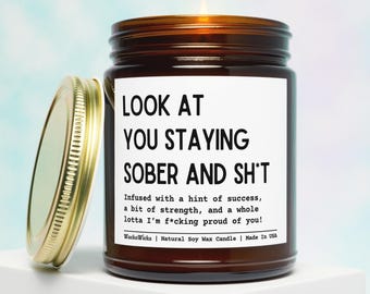 Sobriety Candle, Sobriety Gift, Sober Celebration Gift, Gift For Sobriety, 1 Year Sober, 2 Years Sober, Sober Anniversary Gift, AA Gift