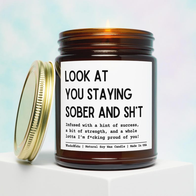 Sobriety Candle, Sobriety Gift, Sober Celebration Gift, Gift For Sobriety, 1 Year Sober, 2 Years Sober, Sober Anniversary Gift, AA Gift image 1