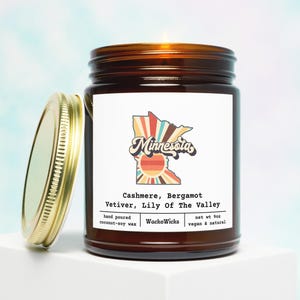 Minnesota Scented Candle | Minnesota Gift, Homesick Gift, Moving Gift, College Student Gift, Away From Home, State Scented Candle