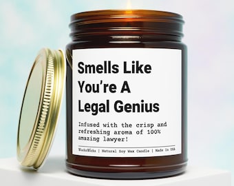 You’re A Legal Genius Lawyer Candle | Lawyer Gift, Law School Gift, New Lawyer Gift, Gift For Lawyer, Law Student Gift, Lawyer Grad Gift