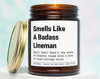 Badass Lineman Candle | Lineman Gift, Gift For Lineman, Lineman Birthday Gift, Power Lineman Gift, Distribution Lineman, Lineman Boyfriend