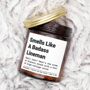 Badass Lineman Candle | Lineman Gift, Gift For Lineman, Lineman Birthday Gift, Power Lineman Gift, Distribution Lineman, Lineman Boyfriend image 2