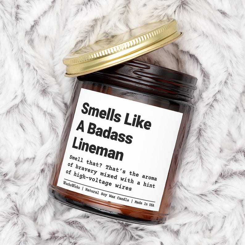 Badass Lineman Candle | Lineman Gift, Gift For Lineman, Lineman Birthday Gift, Power Lineman Gift, Distribution Lineman, Lineman Boyfriend image 2