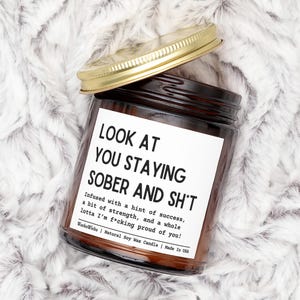 Sobriety Candle, Sobriety Gift, Sober Celebration Gift, Gift For Sobriety, 1 Year Sober, 2 Years Sober, Sober Anniversary Gift, AA Gift image 2
