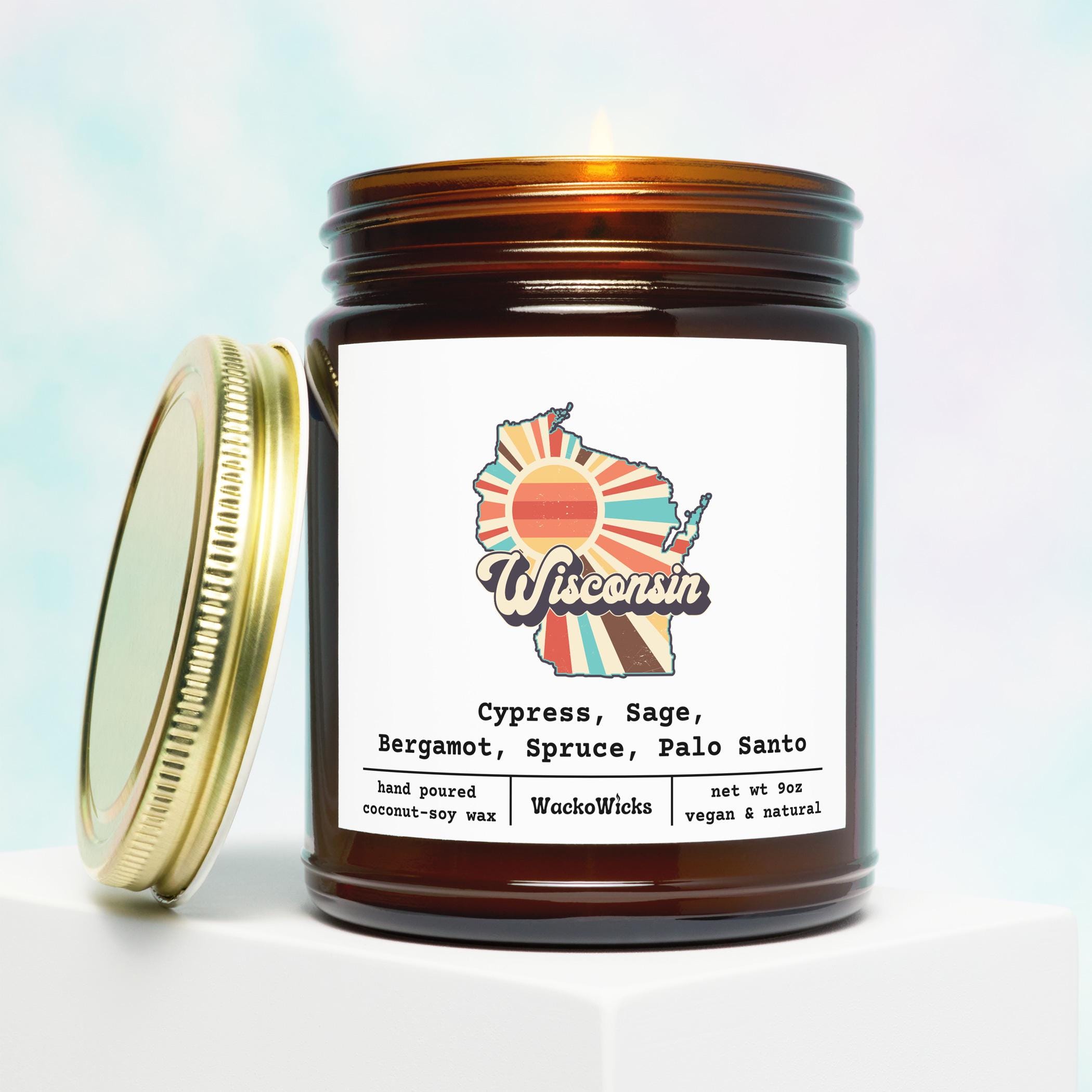 Wisconsin Scented Candle | Wisconsin Gift, Homesick Gift, Moving Gift, College Student Gift, Away From Home, State Scented Candle