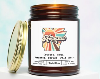 Arkansas Scented Candle | Arkansas Gift, Homesick Gift, Moving Gift, College Student Gift, Away From Home, State Scented Candle