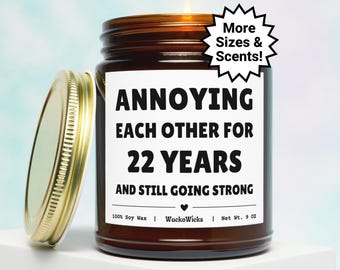 22nd Anniversary Gifts, 22 Year Anniversary Soy Candle, 22 Year Anniversary Gifts, Funny 22nd Anniversary Gift, Twenty-Two Year Anniversary