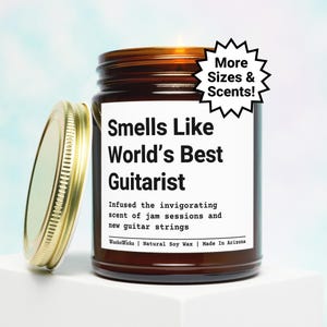 World&#39;s Best Guitarist Candle, Guitar Gifts, Guitarist Gifts, Acoustic Guitar Gifts, Guitar Teacher Gift, Guitar Student Gifts