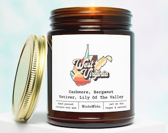 West Virginia Scented Candle | West Virginia Gift, Homesick Gift, Moving Gift, College Student Gift, Away From Home, State Scented Candle