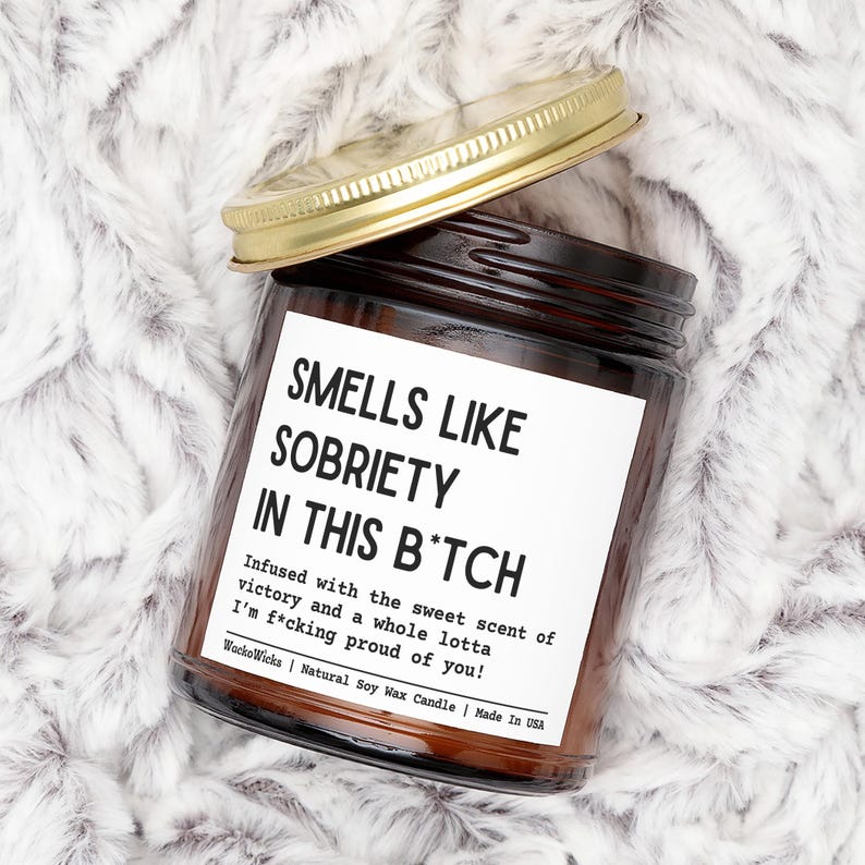 Smells Like Sobriety In This B*tch Candle, Sober Gift, Sobriety Gift, Sobriety Celebration, Sobriety Anniversary, Addiction Recovery Gift image 2