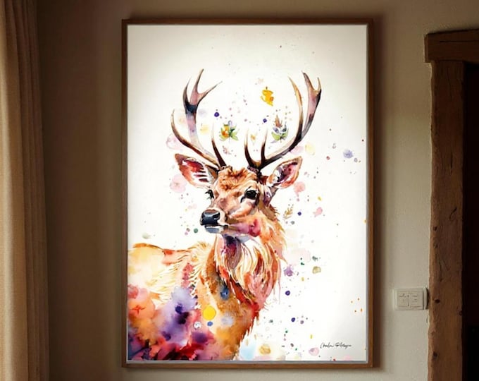 Stag Art Print: Scottish Red Deer, UK Heritage Wildlife Art