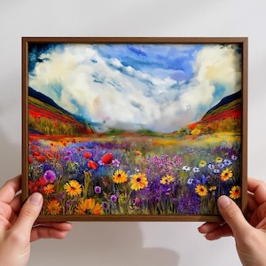 Framed Art Print Colors of the UK,  Framed Flower Art, British Wildflower Illustration, Landscape Painting, Heritage Wall Decor