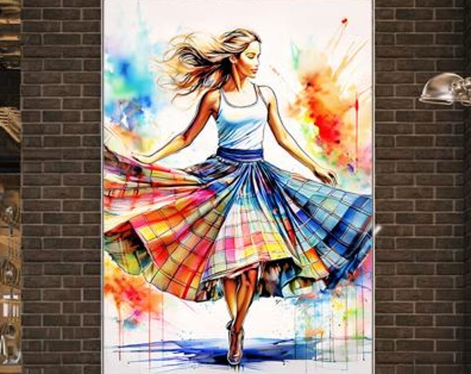 Wooden Framed Poster Scottish Country Dancer