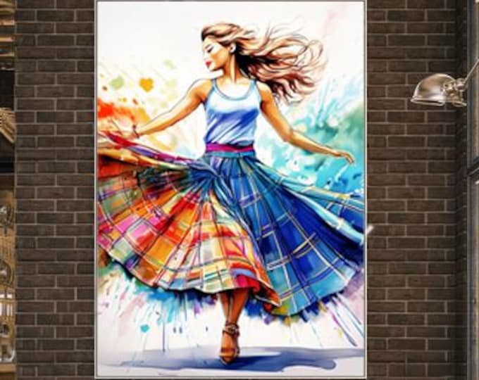 Wooden Framed Poster Scottish Country Dancer