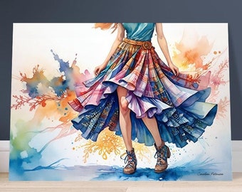 Art Print "Scottish Woman in a Tartan Skirt"