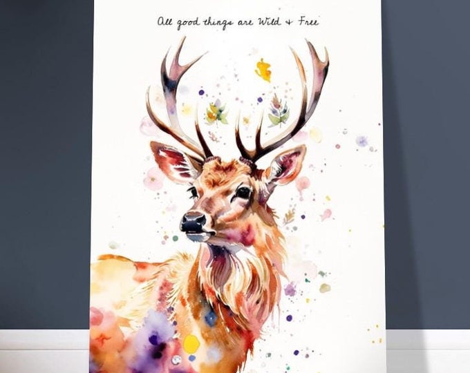 Custom Made Art Print "The Legendary Scottish Stag" | Add Your Own Text or Name | Wildlife