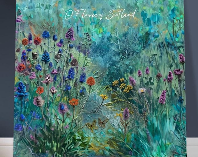 Custom Made Artprint "Scottish Wildflowers" - Add Any Name or Text - Scottish FarmHouse Style Collection