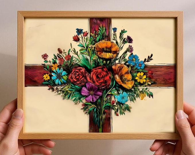 Framed English Flag Art: Hand-Drawn St. George's Cross
