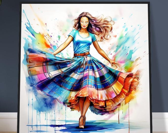 Wooden Framed Poster Scottish Country Dancer