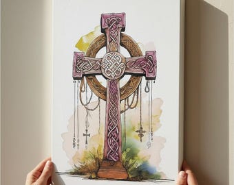 Celtic Knotwork Cross Canvas Print: Heritage Wall Decor