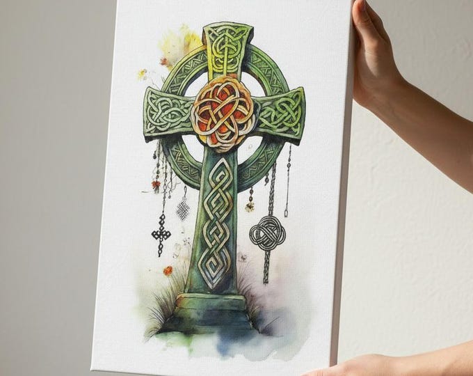 Celtic Knotwork Cross Canvas Print: Heritage Wall Decor