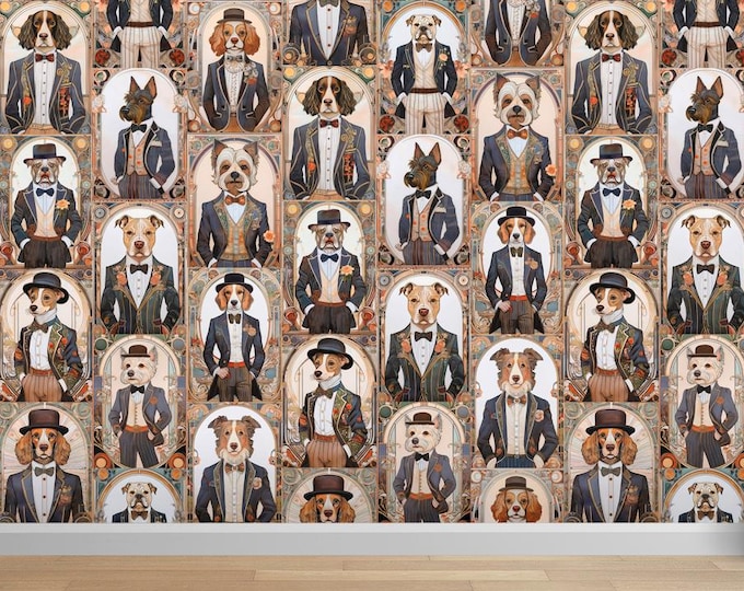 Wallpaper Victorian Dogs - Peel and Stick Wallpaper