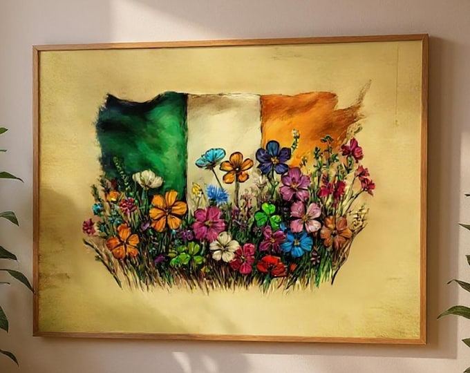 Irish Flag Art Print: Hand Drawn Matte Paper Poster