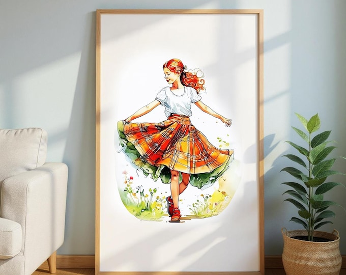 Framed Scottish Girl Art Print: Ready to Hang