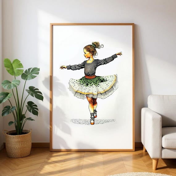 Irish Girl Line Dancing Poster: UK Heritage Art