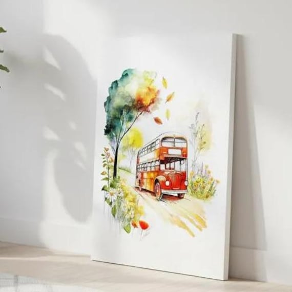 English Double-Decker Bus Canvas Print - UK Heritage Art - British Home Decor