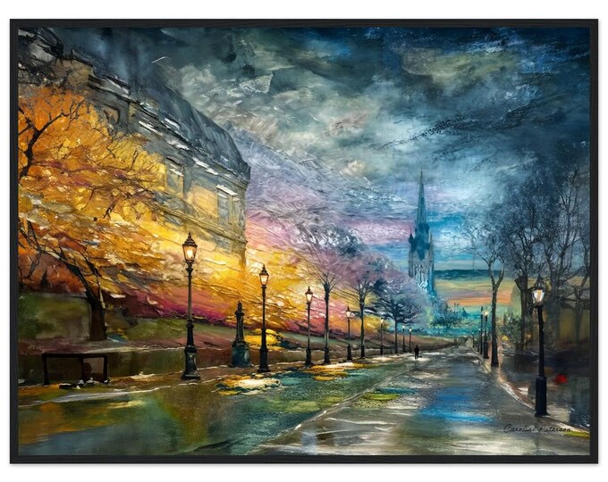 Premium Wooden Framed Poster "Princess Street, Edinburgh"