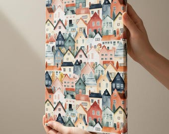British Homes Canvas Art Print: UK Heritage, Vintage English City Decor