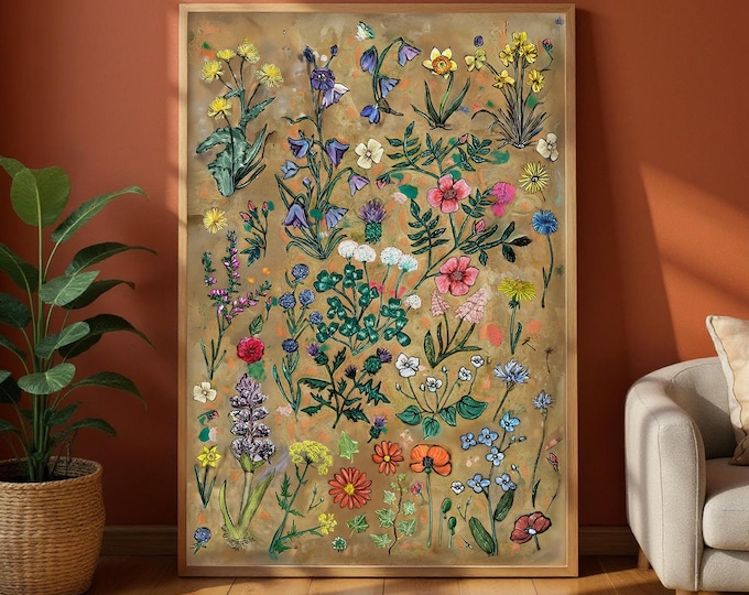 Handdrawn Wildflowers Poster - Floral Wall Decor for England, Scotland, Wales & Ireland