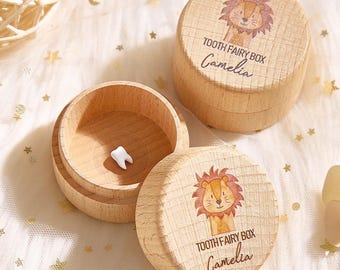 Personalized Wooden Tooth Box with Engraved Name Tooth Fairy Keepsake Gift for Kids