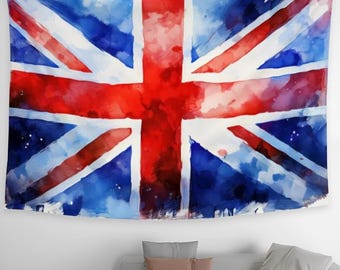 XL Wall Tapestry, Hand Drawn Union Jack Flag Design - Flag of the UK, Raise the Colours | 90"x60" / 228x152 cm