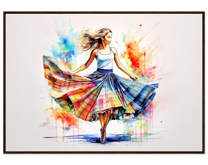 Wooden Framed Poster Scottish Country Dancer