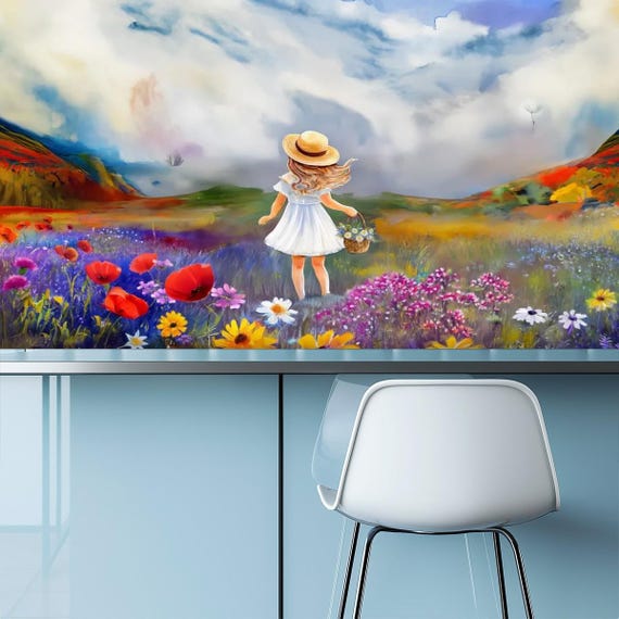 Flower Girl Wallpaper: Colors of Scotland, Waterproof Splashback (60"x50")