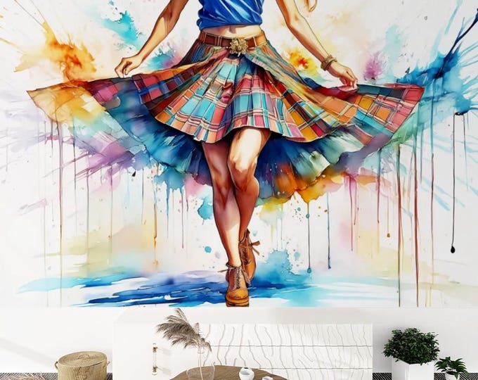 Canvas  Wallpaper Mural Scottish Country Dancer - Self Adhesive - 60"x50" / 152.0 cm x 127.0 cm