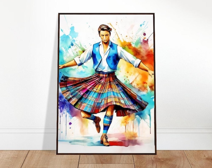 Scottish Dancer Poster: Male Highland Dance, Wooden Frame