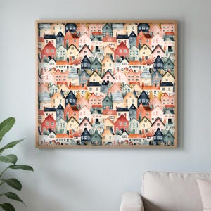 British Homes Poster, UK Heritage Art, English City Painting, Vintage Style, British Home Decor, Matte Paper Print