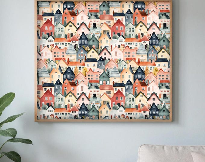 British Homes Poster: UK Heritage Art, Matte Finish