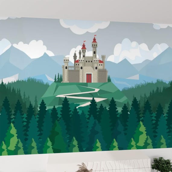 Magical Castle Canvas Wallpaper Mural - Kids Room Decor